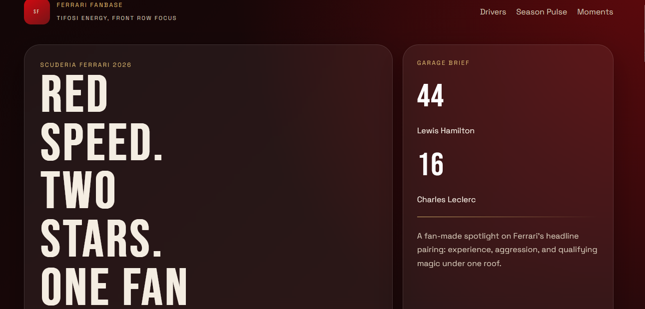 Ferrari Fan Page Website preview